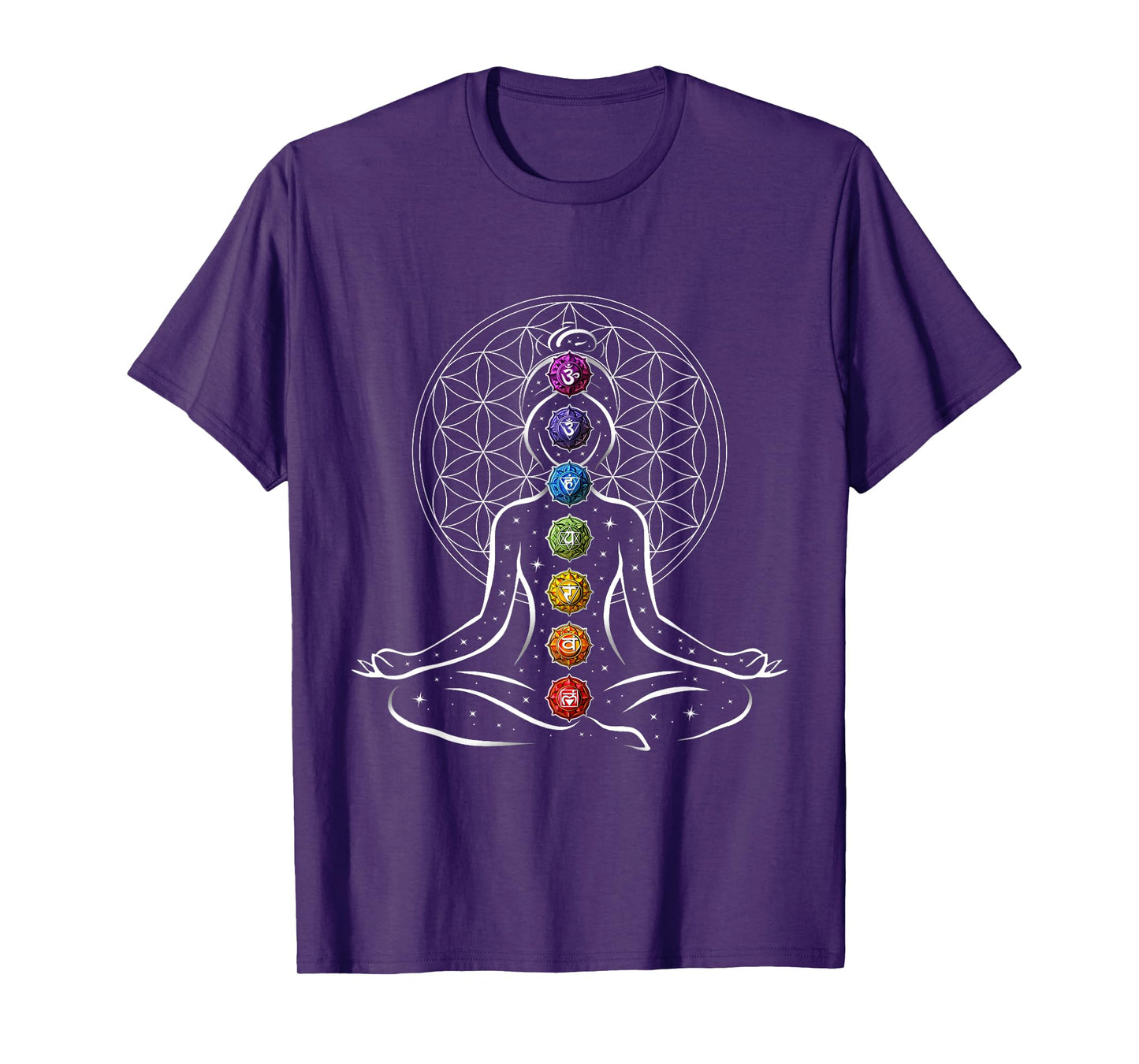 Yoga Meditation Chakras Zen Flower of Life Sacred Geometry T-Shirt