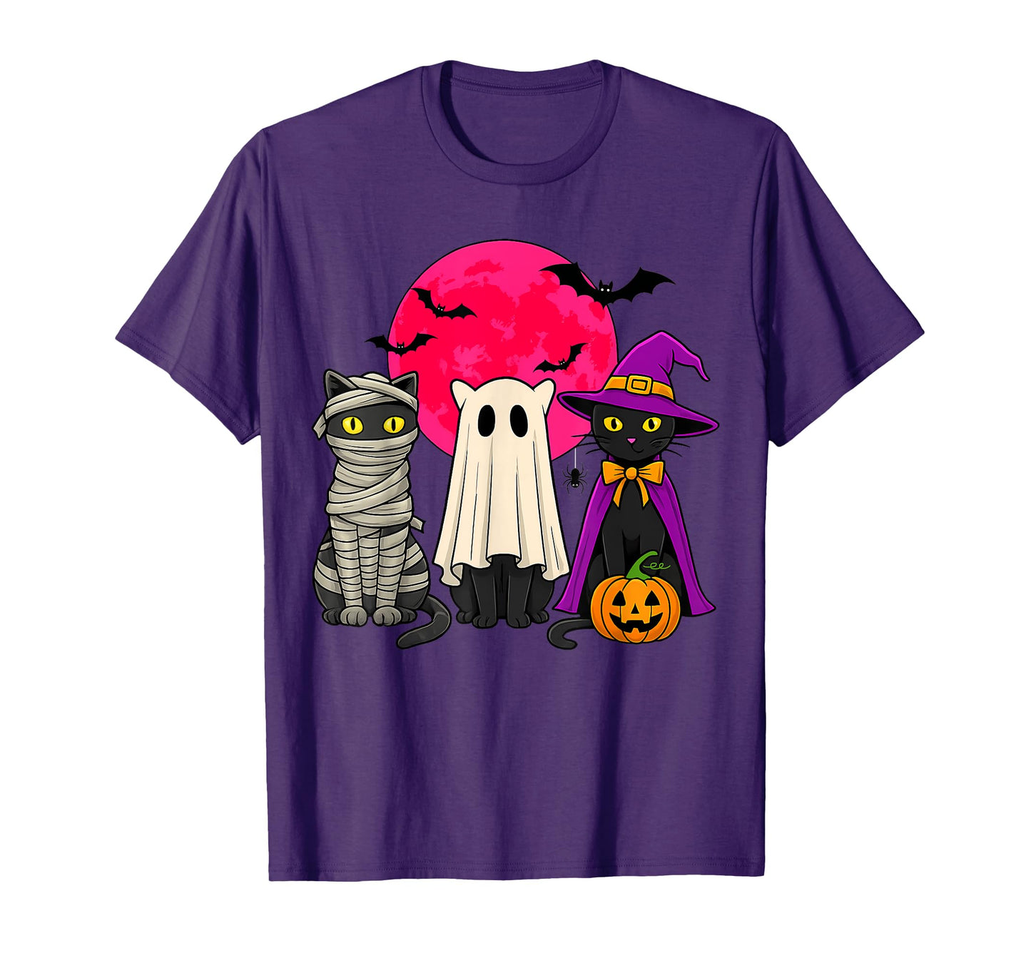 Black Cat Ghost Witch Halloween Costume Men Women Kids T-Shirt