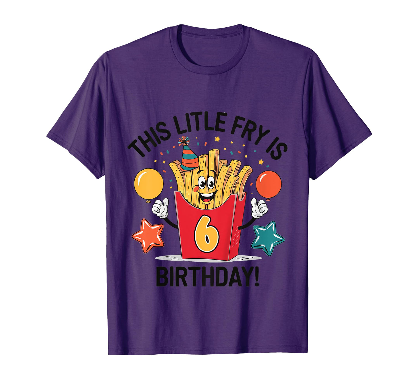 Kids French Fry 6th Birthday This Little Fry is Six T-Shirt