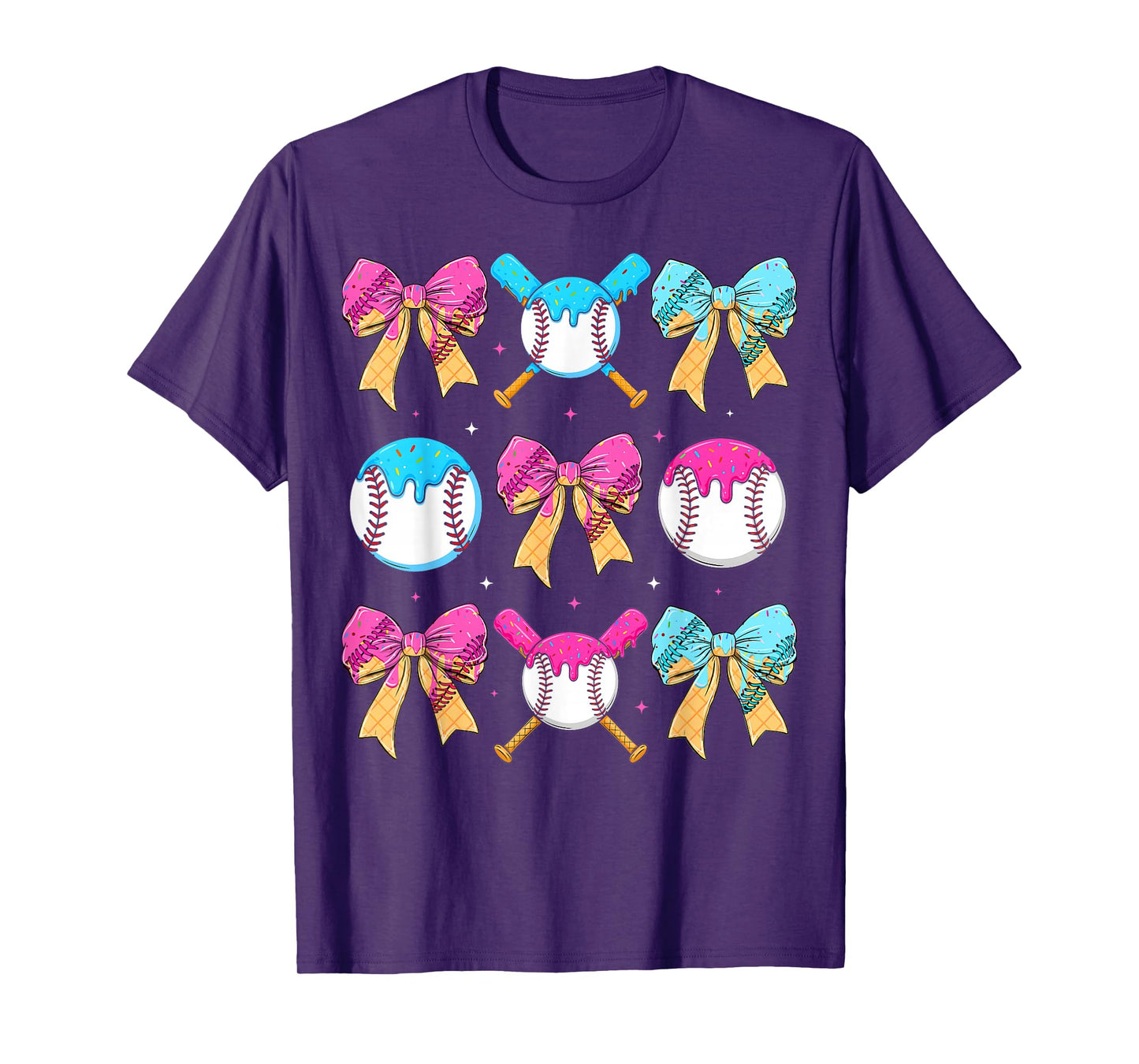 Baseball Sister Drip Bow Ice Cream Drip Girls Sprinkle Youth T-Shirt
