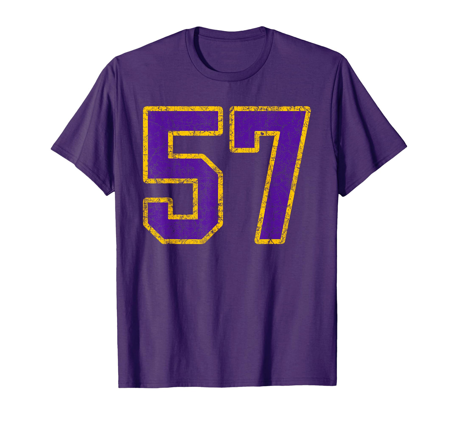 Purple Gold Number 57 Jersey Player Uniform #57 Grunge T-Shirt