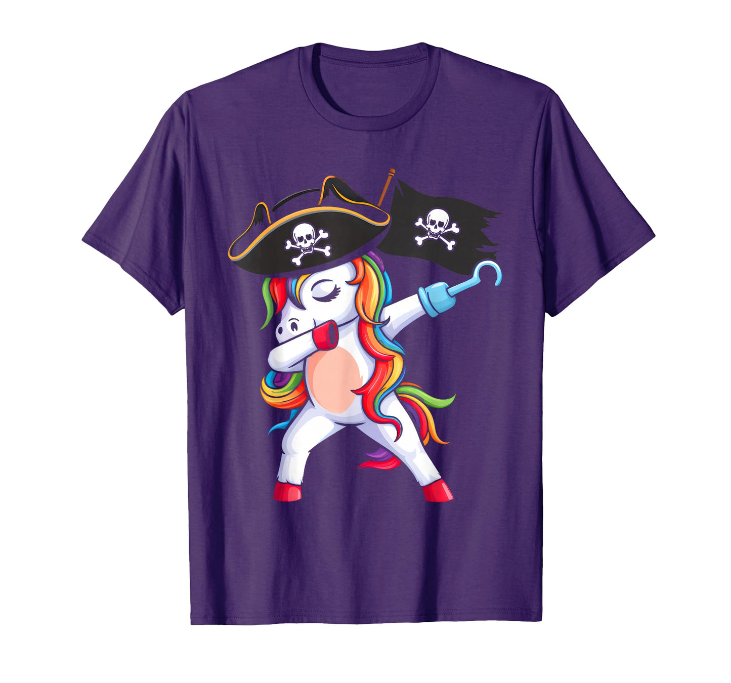Dabbing Unicorn Pirate Girls Kids Funny Halloween Costume T-Shirt