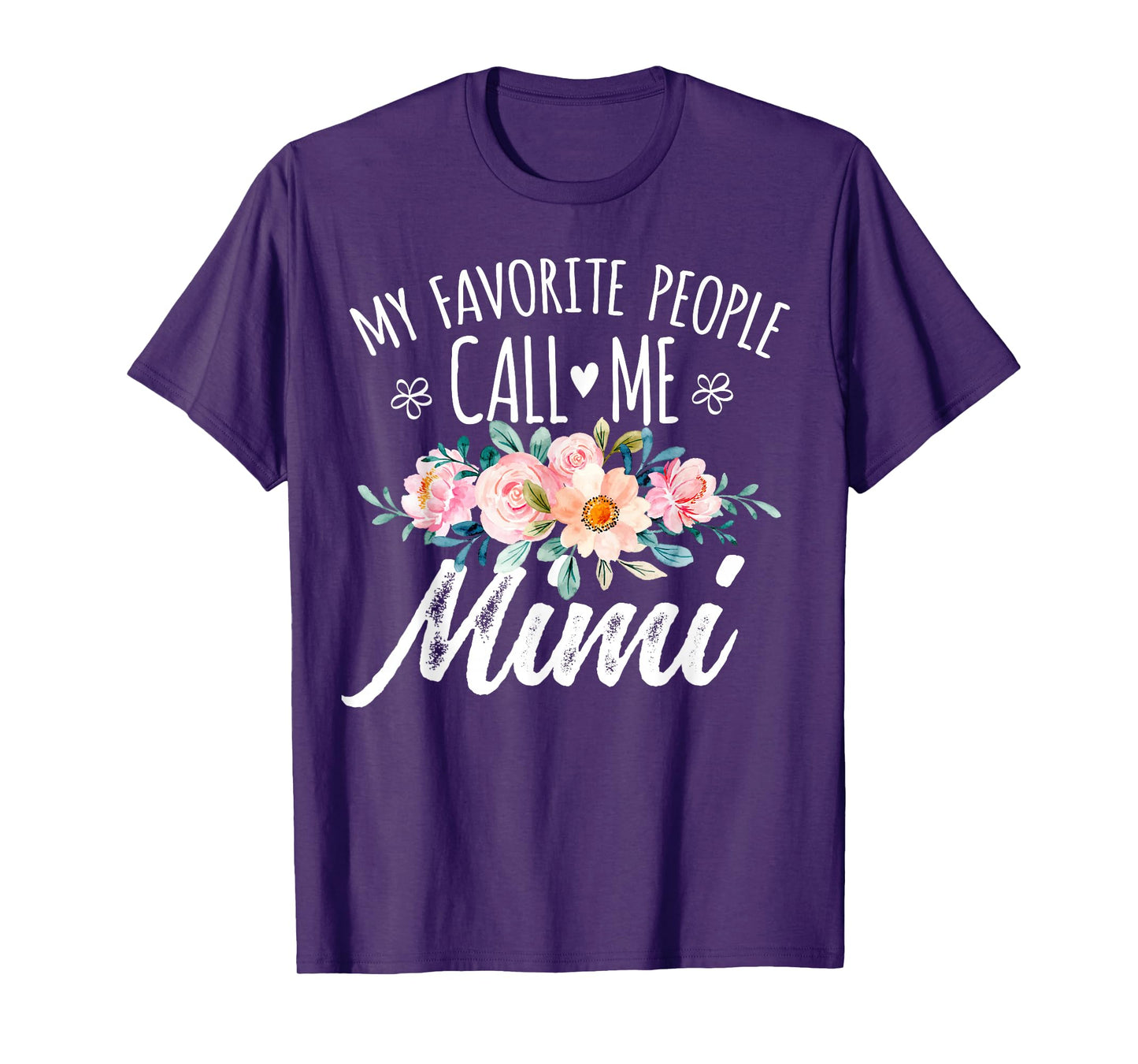 My Favorite People Call Me Mimi Floral Birthday Mimi T-Shirt, Small, Black