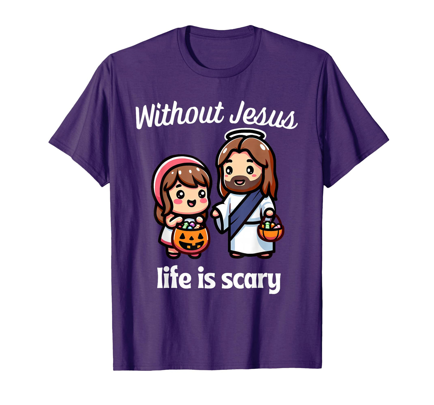 Life is Scary Without Jesus Christian Halloween Kids Mom Dad T-Shirt