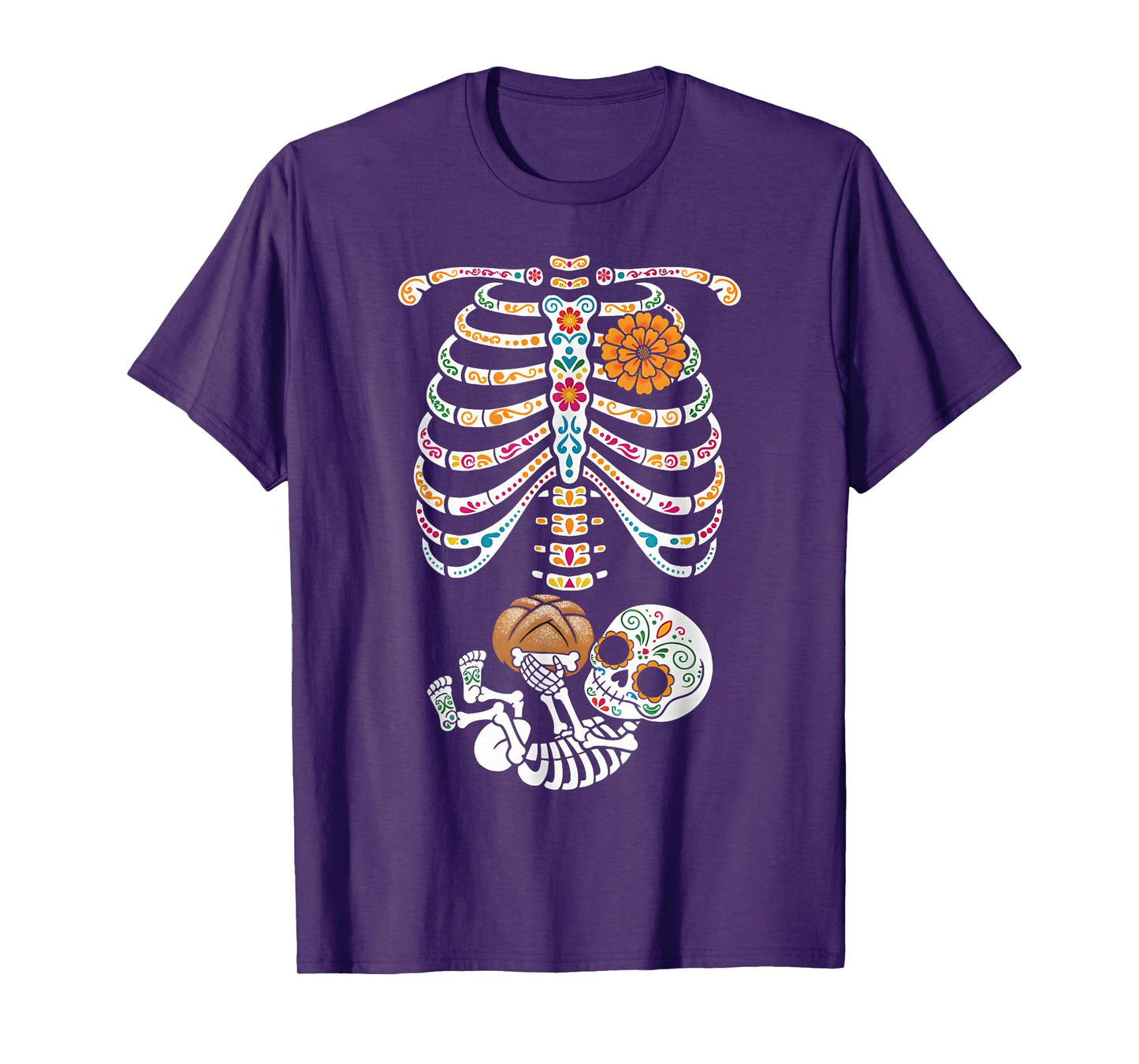 Pregnancy Skeleton Dia De Los Muertos Mexican Belly Bump T-Shirt