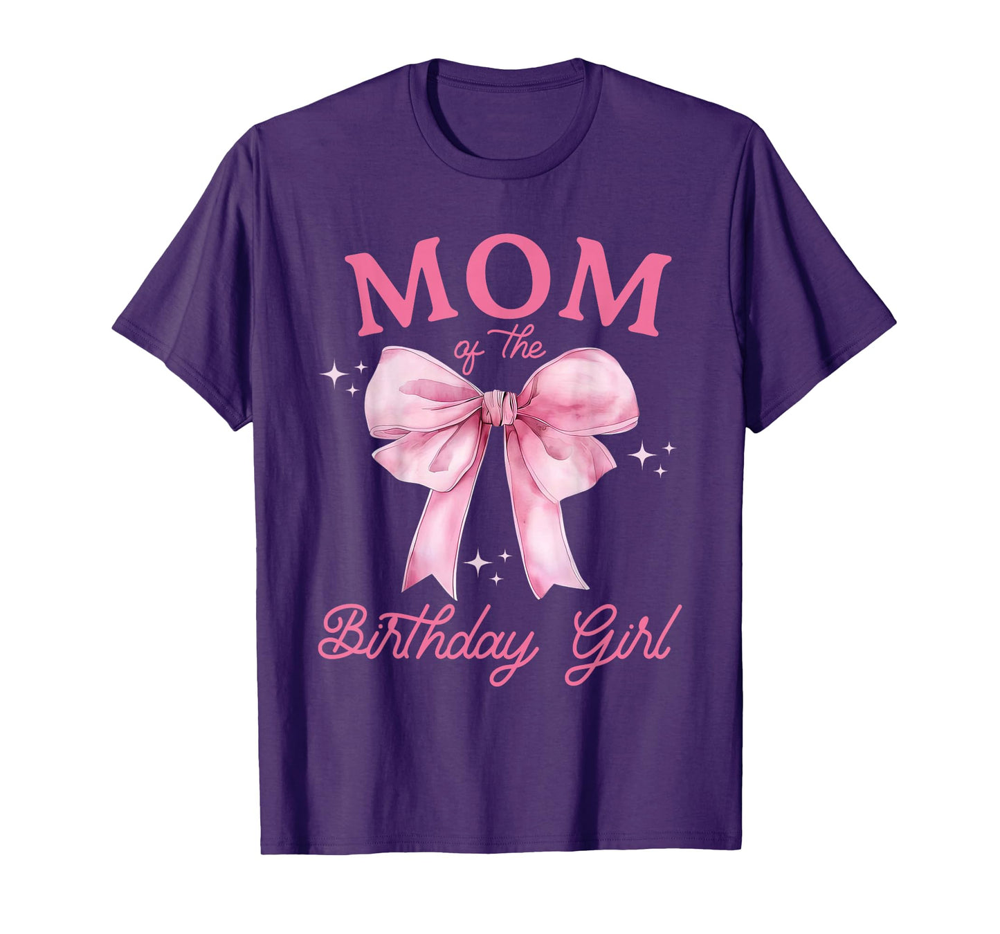 Mom of The Birthday Girl Coquette Bow Matching Family T-Shirt