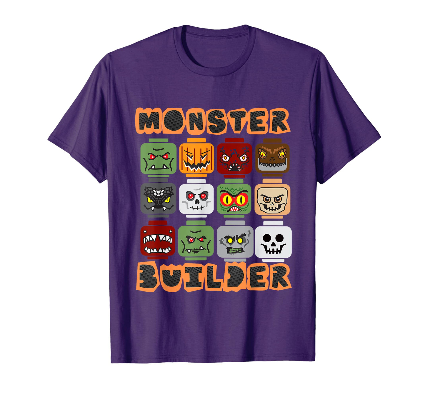 Halloween Building Bricks Monster Builder Brick Head Funny T-Shirt