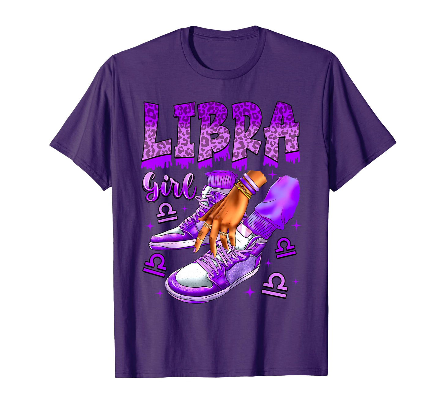 Libra Girl Birthday Black Women Sneakers Zodiac Sign T-Shirt