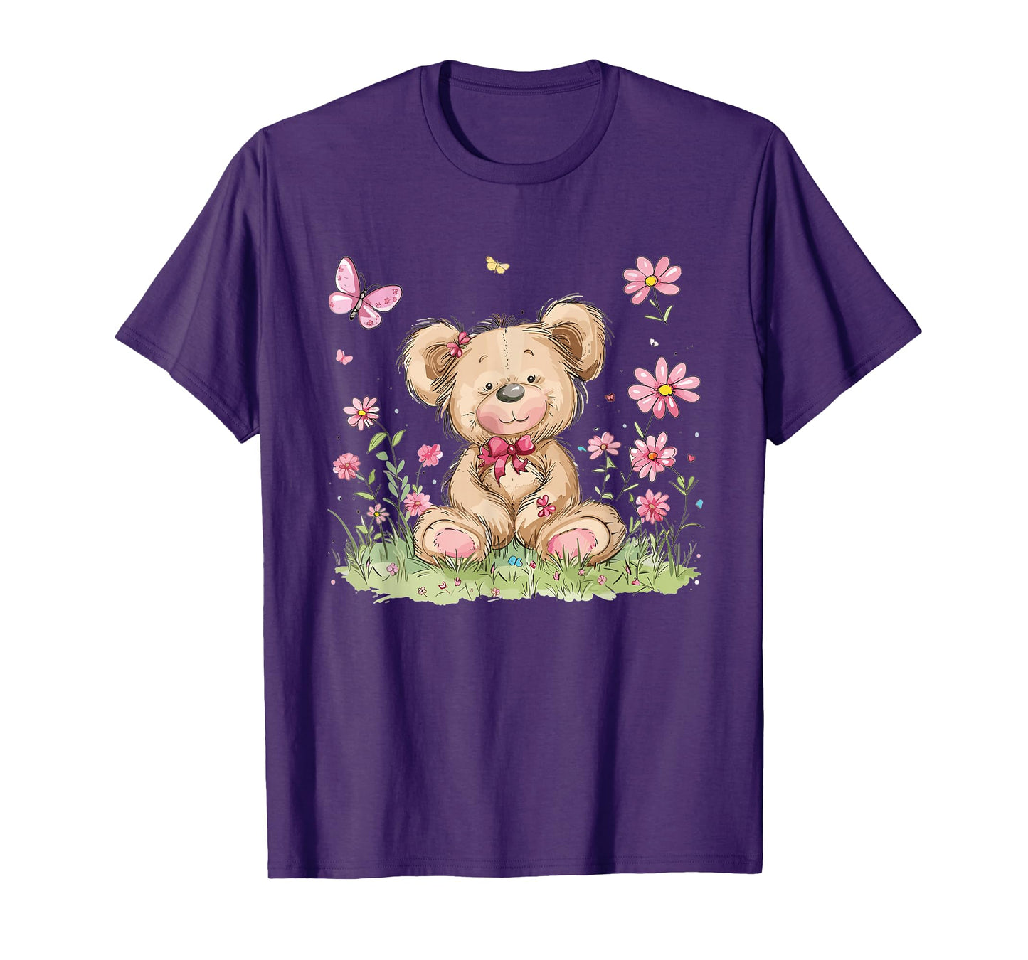 Cute Teddy Bear With Flowers I Kids Teddy T-Shirt