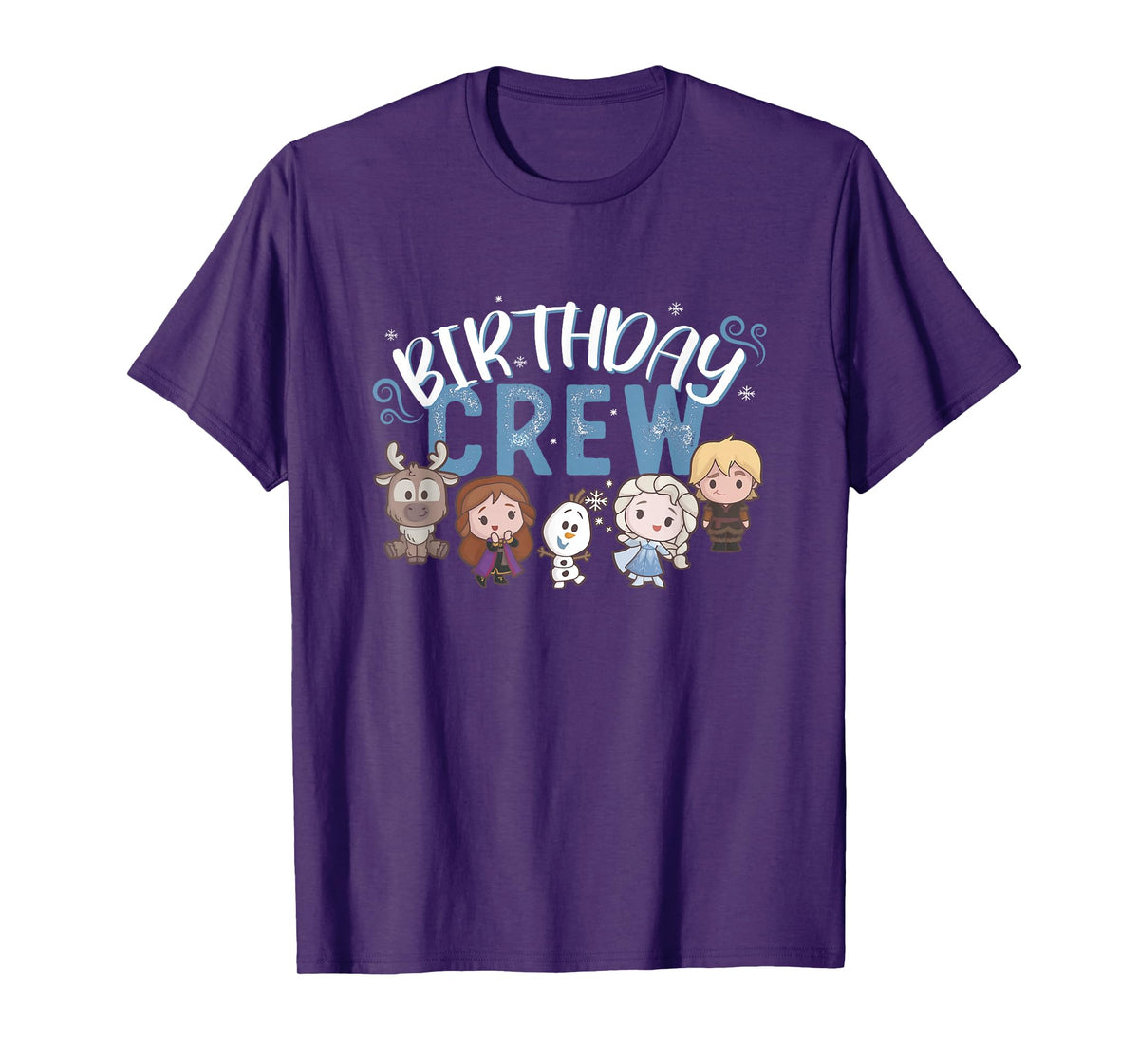 Disney Frozen Birthday Crew Cute Chibi Group Shot Big Logo T-Shirt