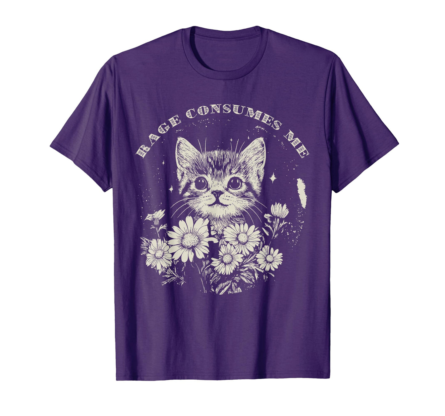 Cute Cat Rage Consumes Me Funny Sarcastic Kitten Flower T-Shirt