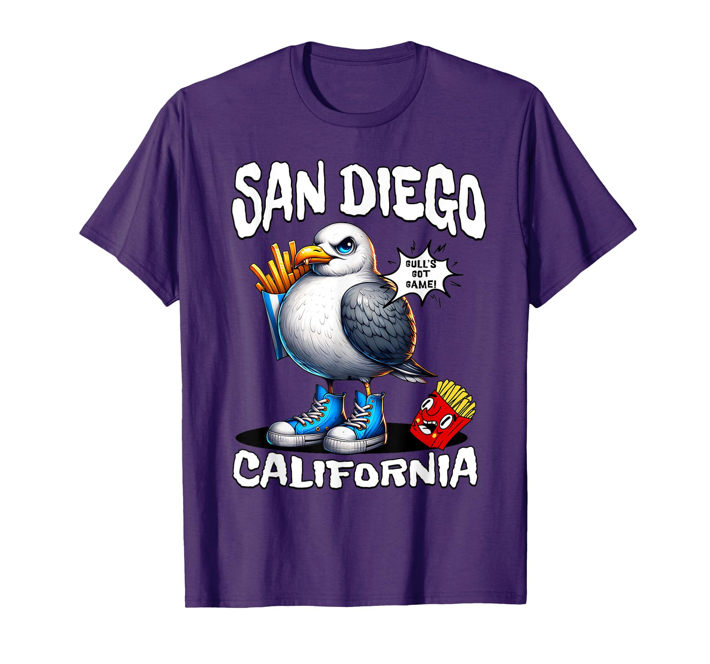 San Diego California Seagull French Fries Funny Souvenir T-Shirt