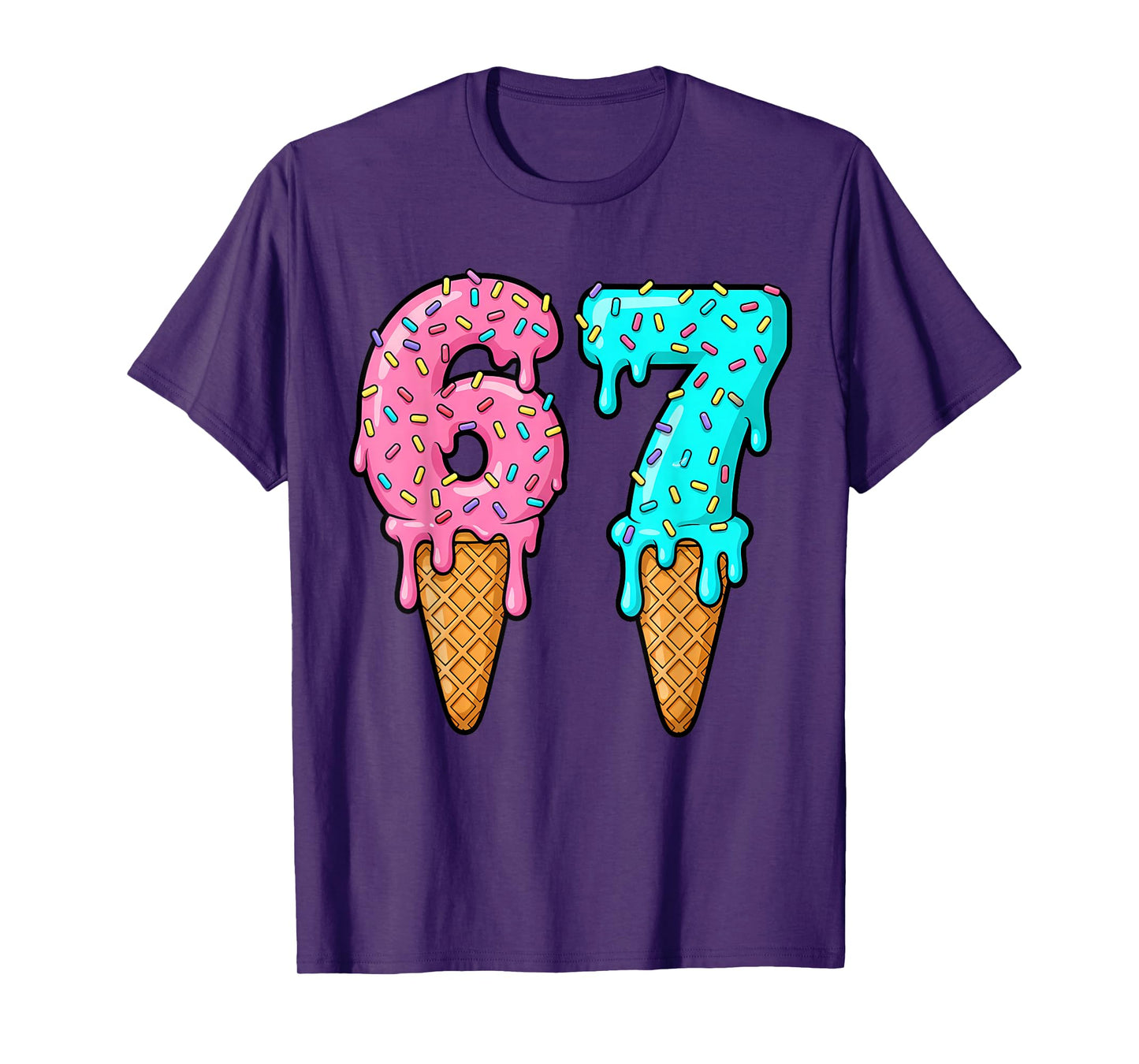 67 Ice Cream Drip Meme Six Seven Gen Alpha Slang T-Shirt
