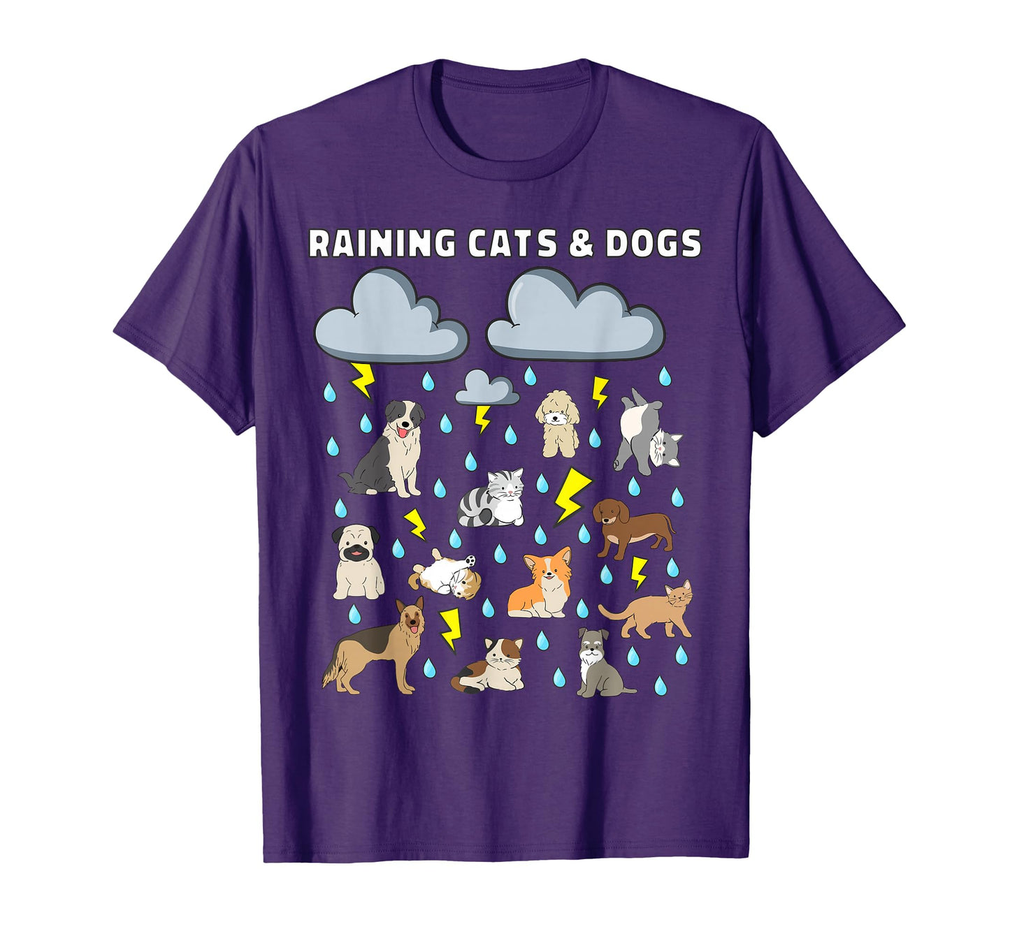 Funny English Idiom Raining Cats and Dogs Puppies Kitten T-Shirt
