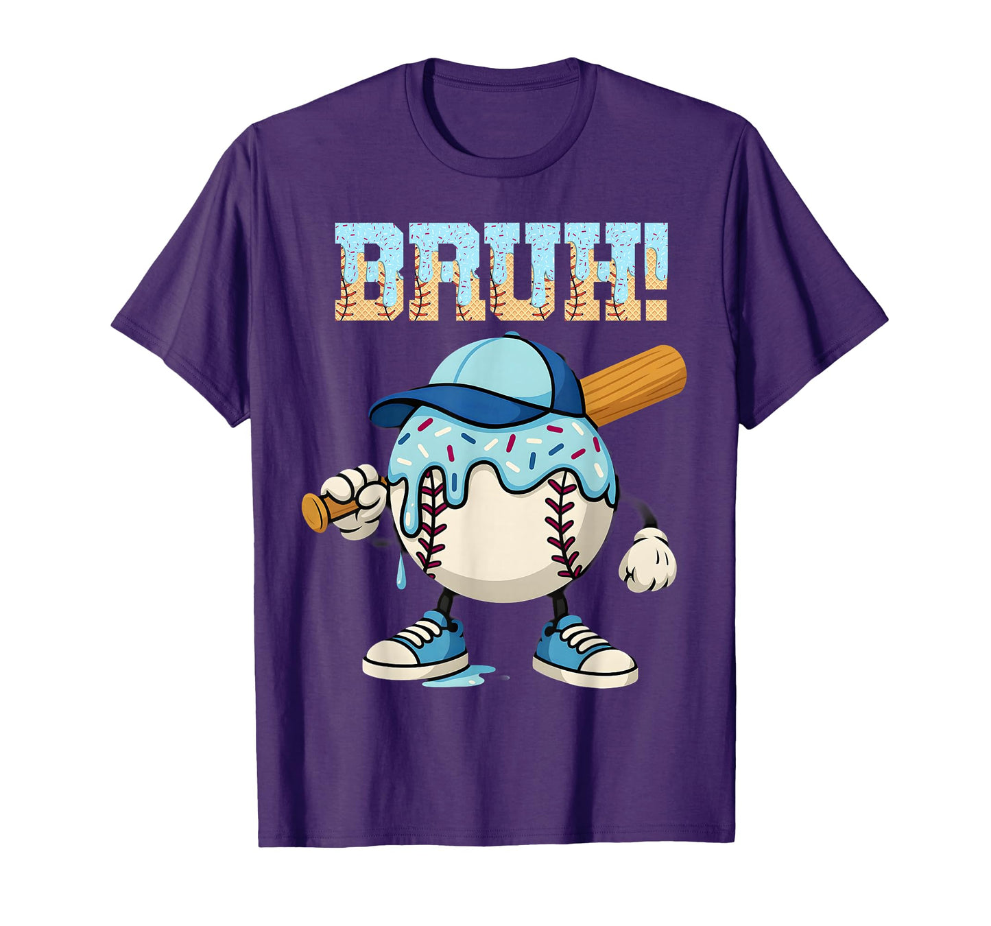 Bruh Ice Cream Baseball Drip Boys Bruh Meme For Son Grandson T-Shirt