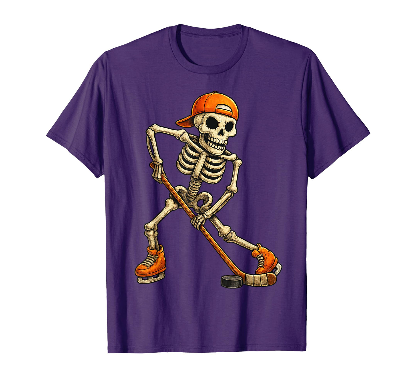 Ice Hockey Skeleton Halloween Costume Men Boys Kids T-Shirt
