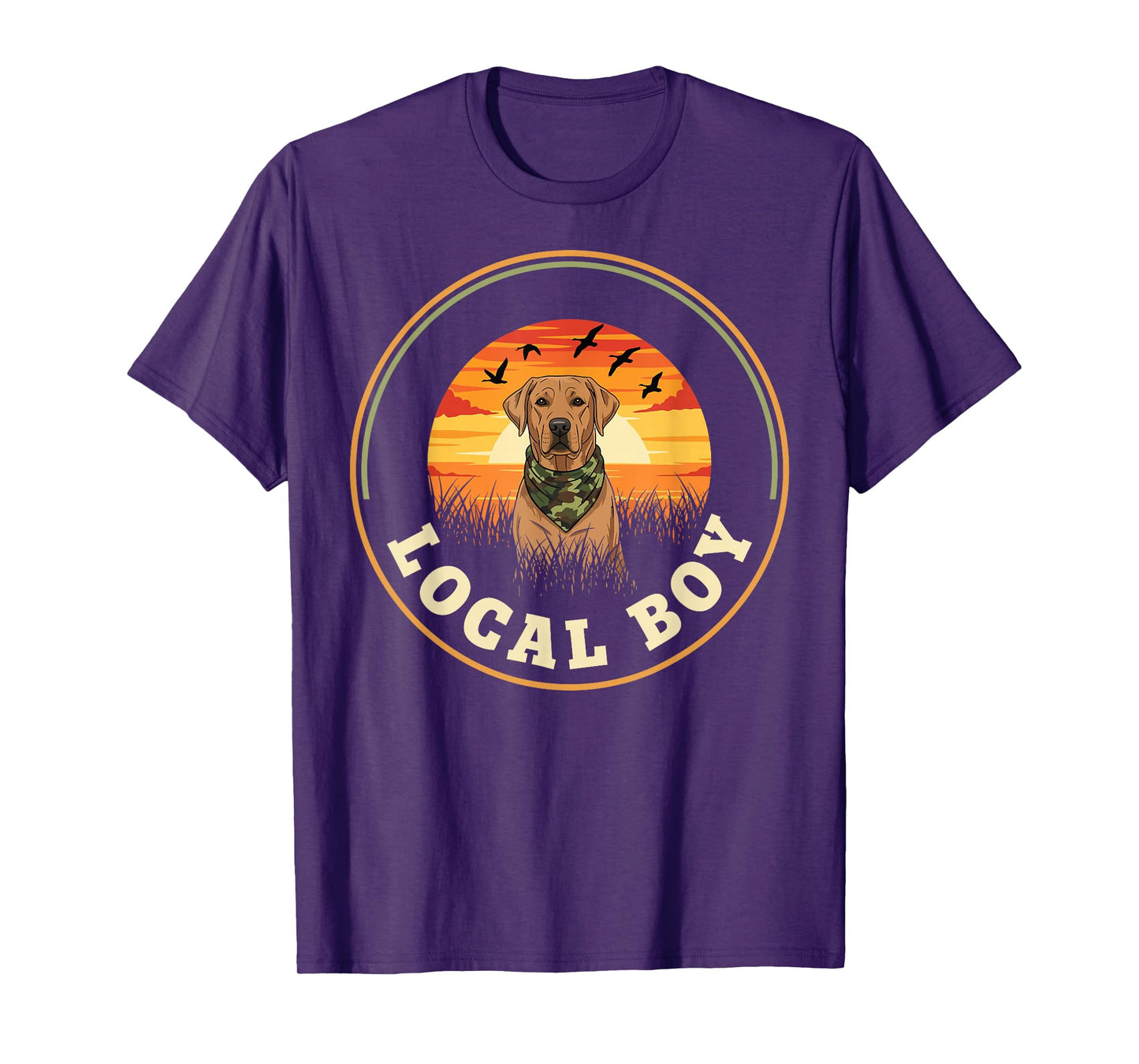 Local Boy Duck Hunting Retriever Waterfowl Dog Sunset Marsh T-Shirt