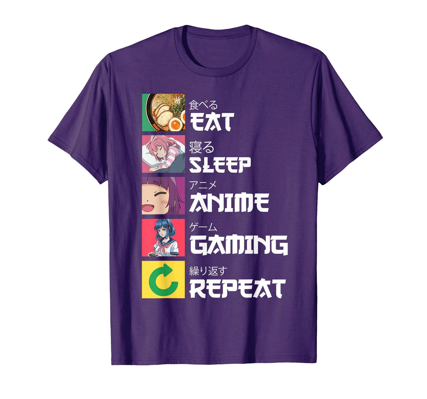 Japan Boba Manga Kawaii Cool Gamer Japanese Eat Sleep Anime Gaming Repeat Unisex-Youth T-Shirt Black Small Anime T-Shirt