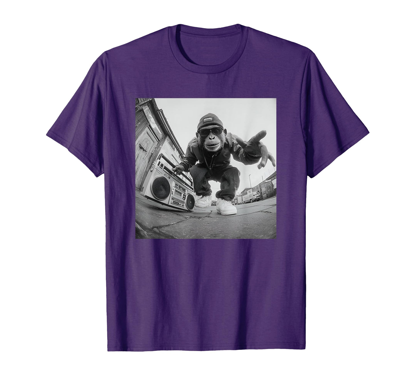 Retro Hip Hop Monkey Street Art Graphic T-Shirt