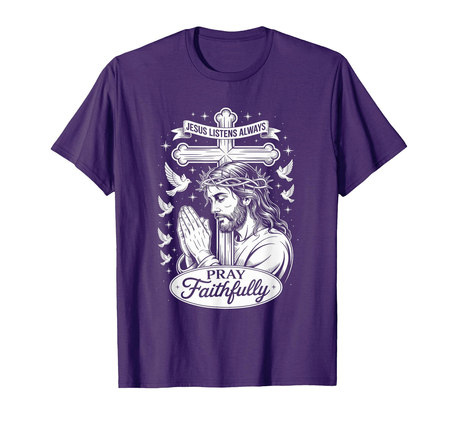 Pray Faithfully Hands & Cross Christian Streetwear T-Shirt