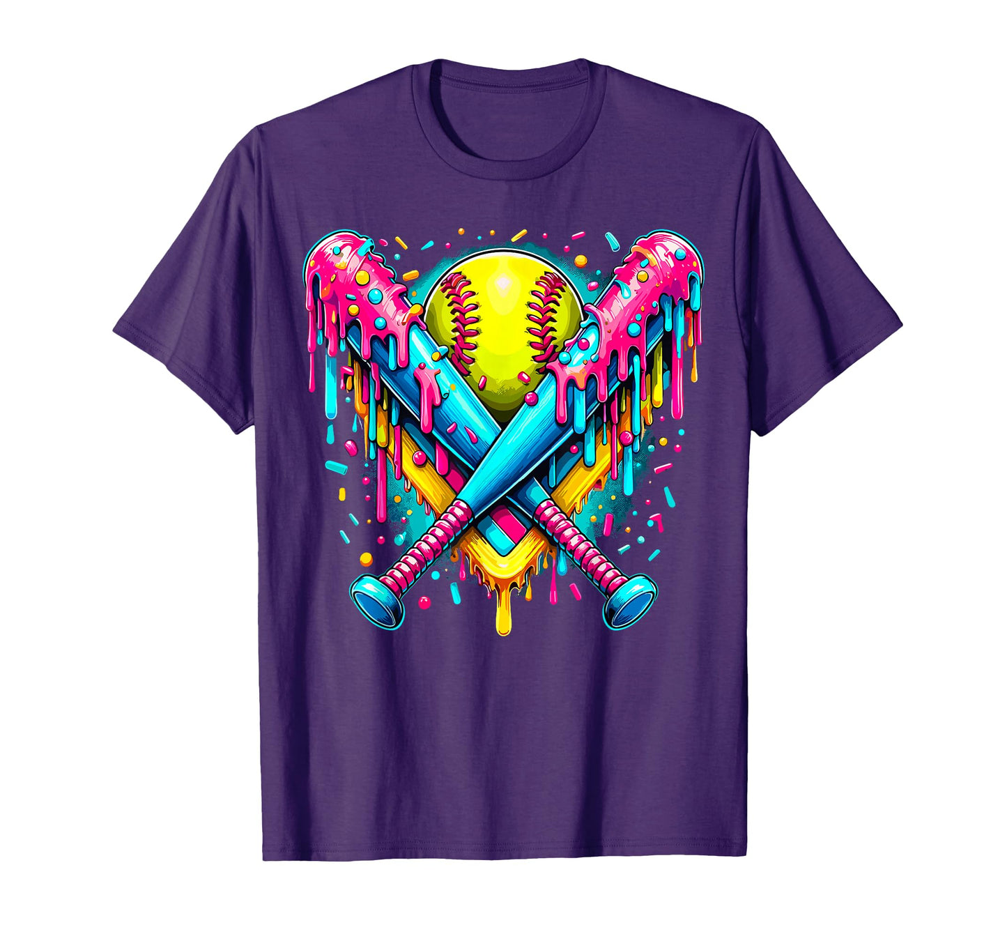 Softball Player Ice Cream Funny Drip T-Shirt