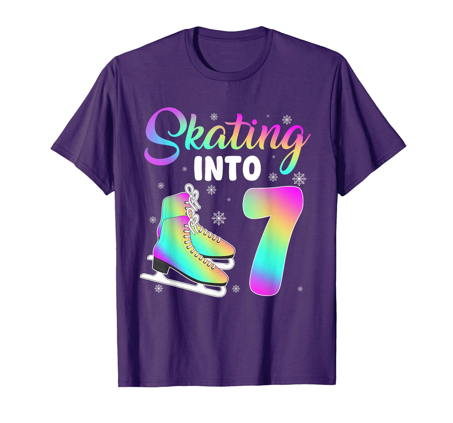 Skating Into 7th Birthday Ice Skating Girl 7 Year Old T-Shirt