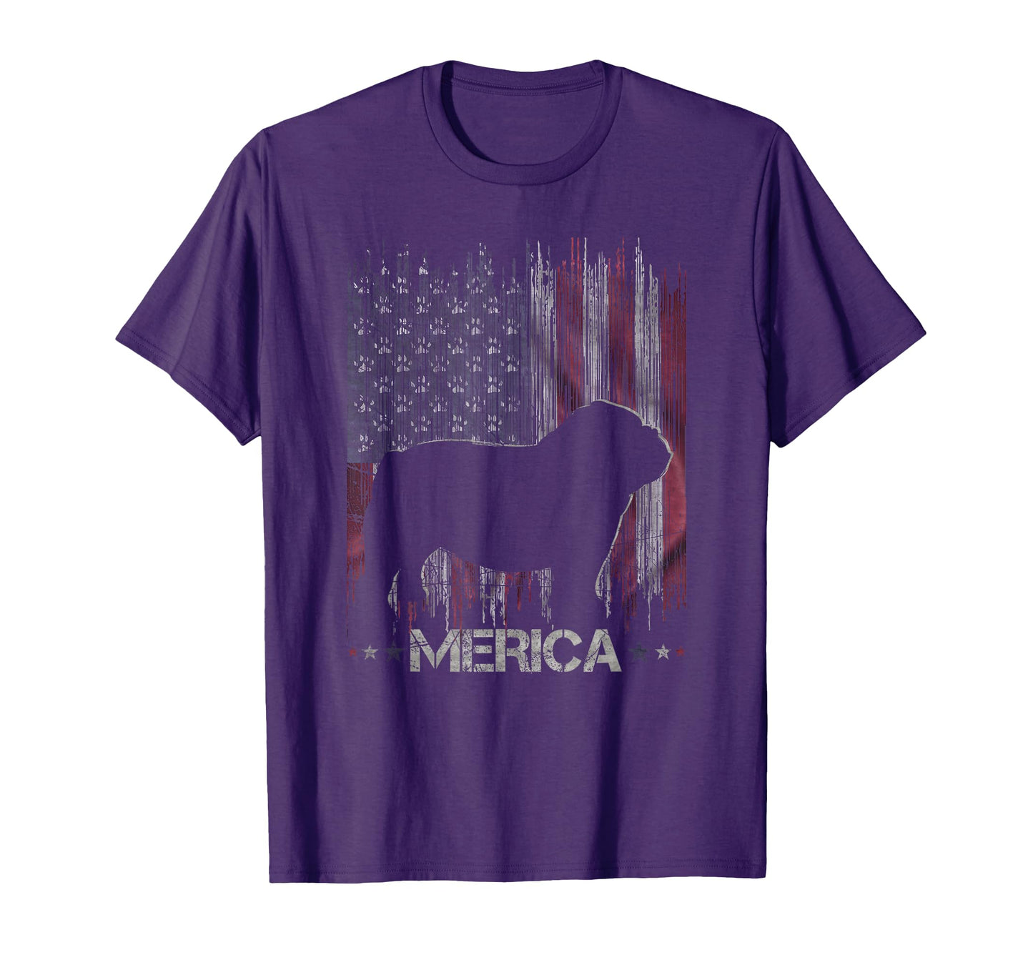 Vintage Bulldog, Merica Bulldog USA Flag Silhouette T-Shirt