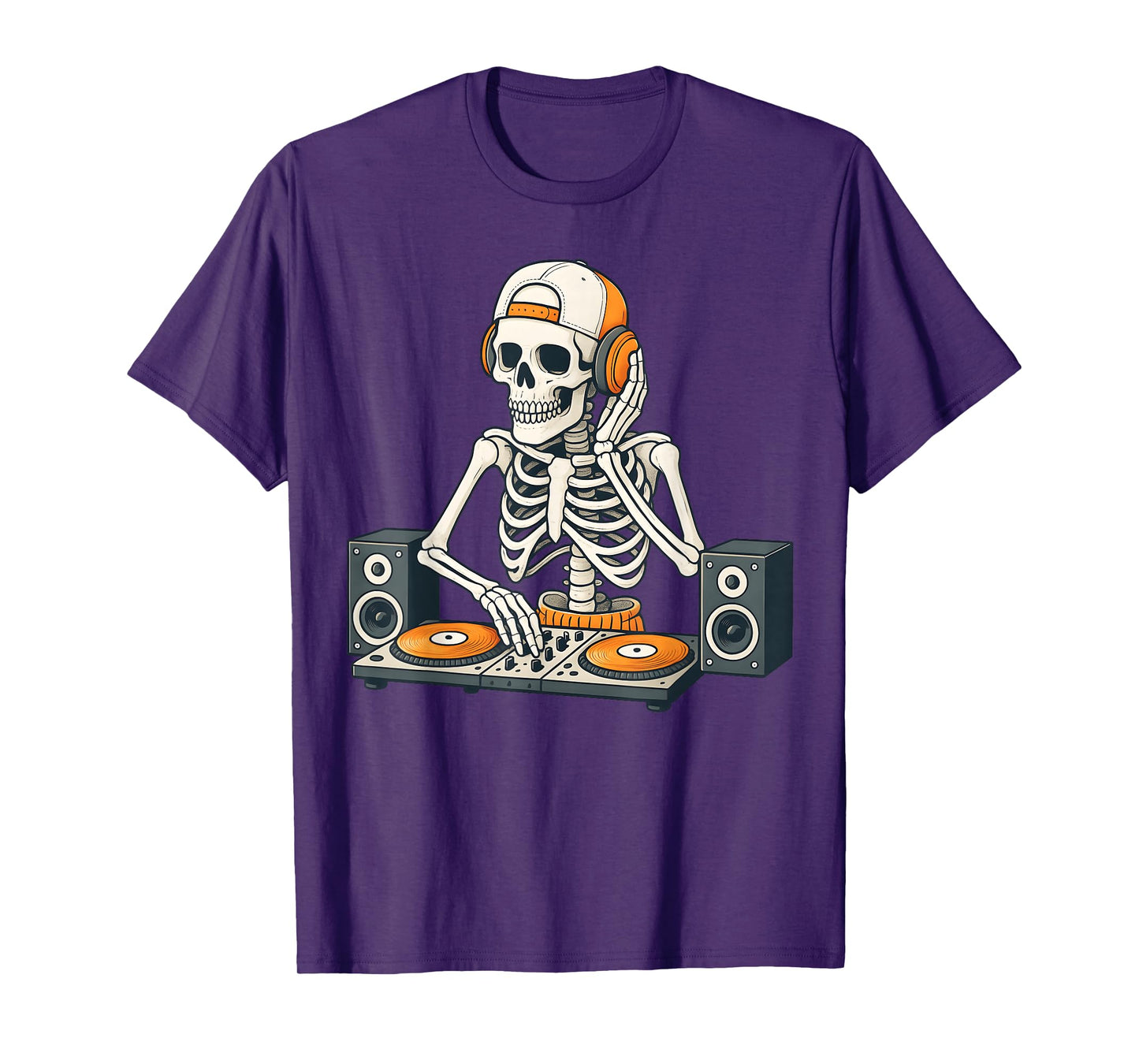 Funny Skeleton DJ Halloween Costume Turntable Music Men Boys T-Shirt