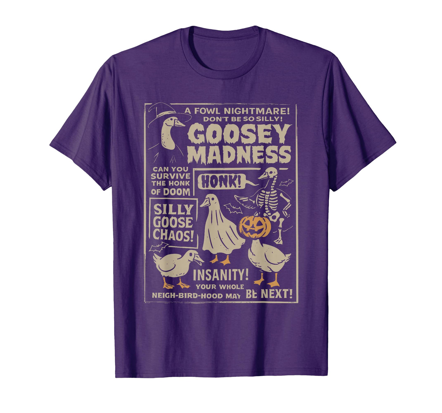 Goosey Madness, Vintage Funny Halloween Silly Goose T-Shirt