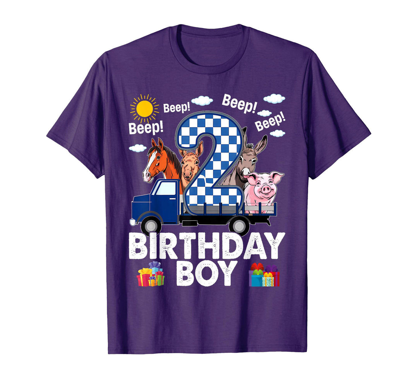 2nd Birthday Boy Little Blue Truck Two Year Old Birthday T-Shirt