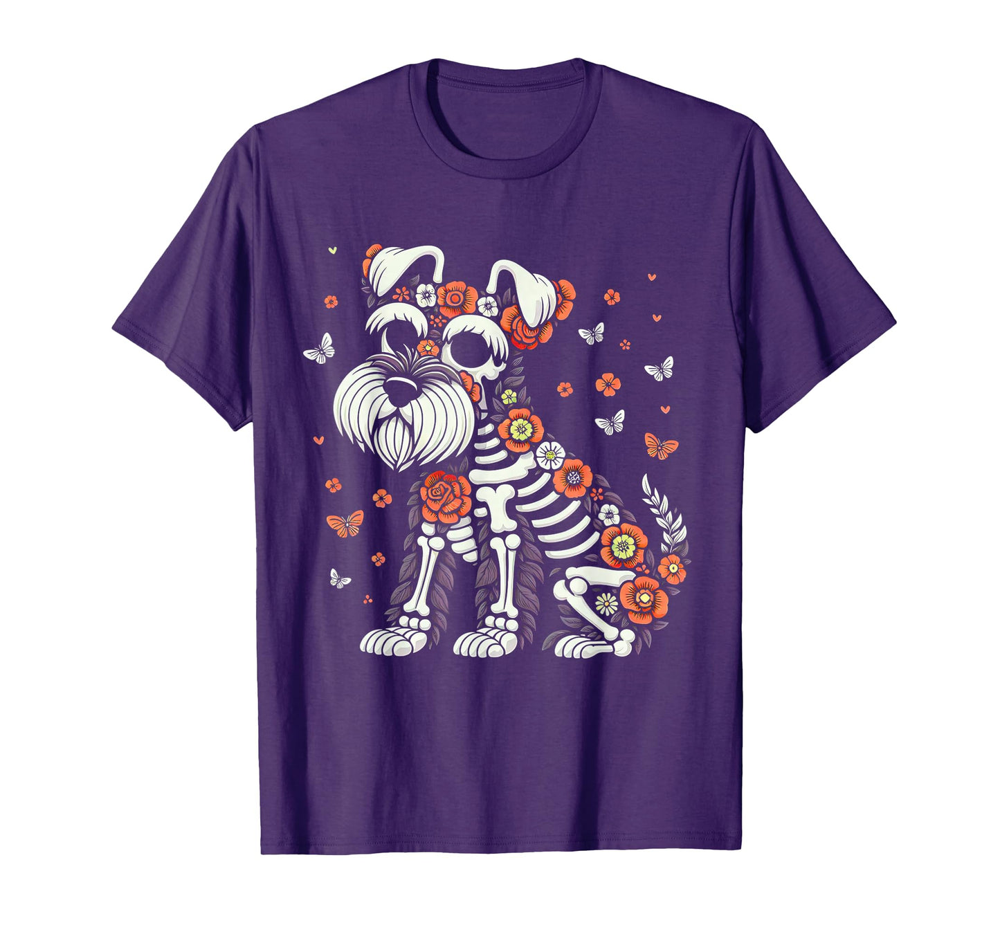 Dia de Los Muertos Schnauzer Sugar Skull Mexican Dogs Lovers T-Shirt