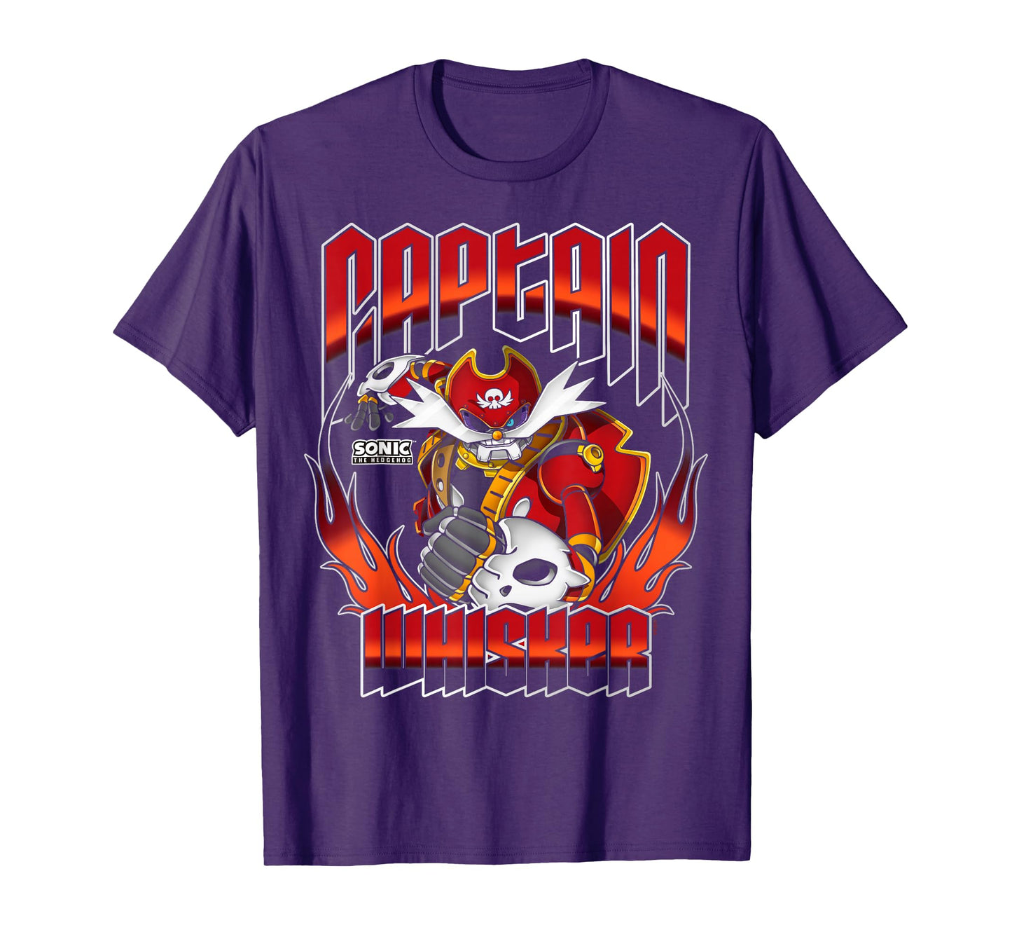 Sonic The Hedgehog Halloween Captain Whisker Fiery Logo T-Shirt