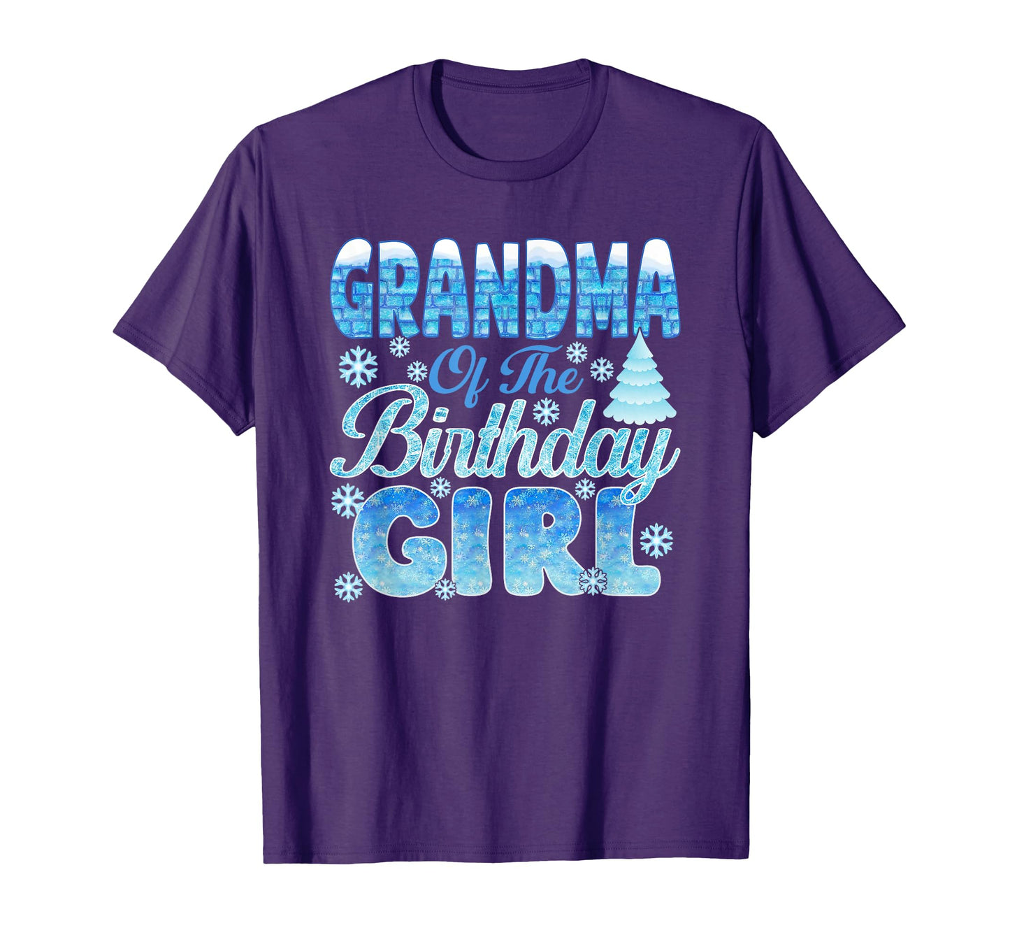 Grandma of The Birthday Girl Snowflakes Themed Matching T-Shirt