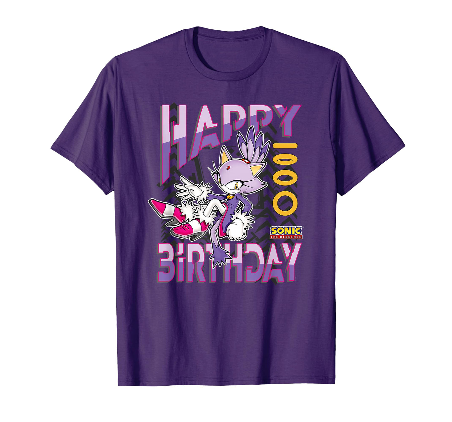 Sonic The Hedgehog Happy Birthday Blaze Grid Chest Poster T-Shirt
