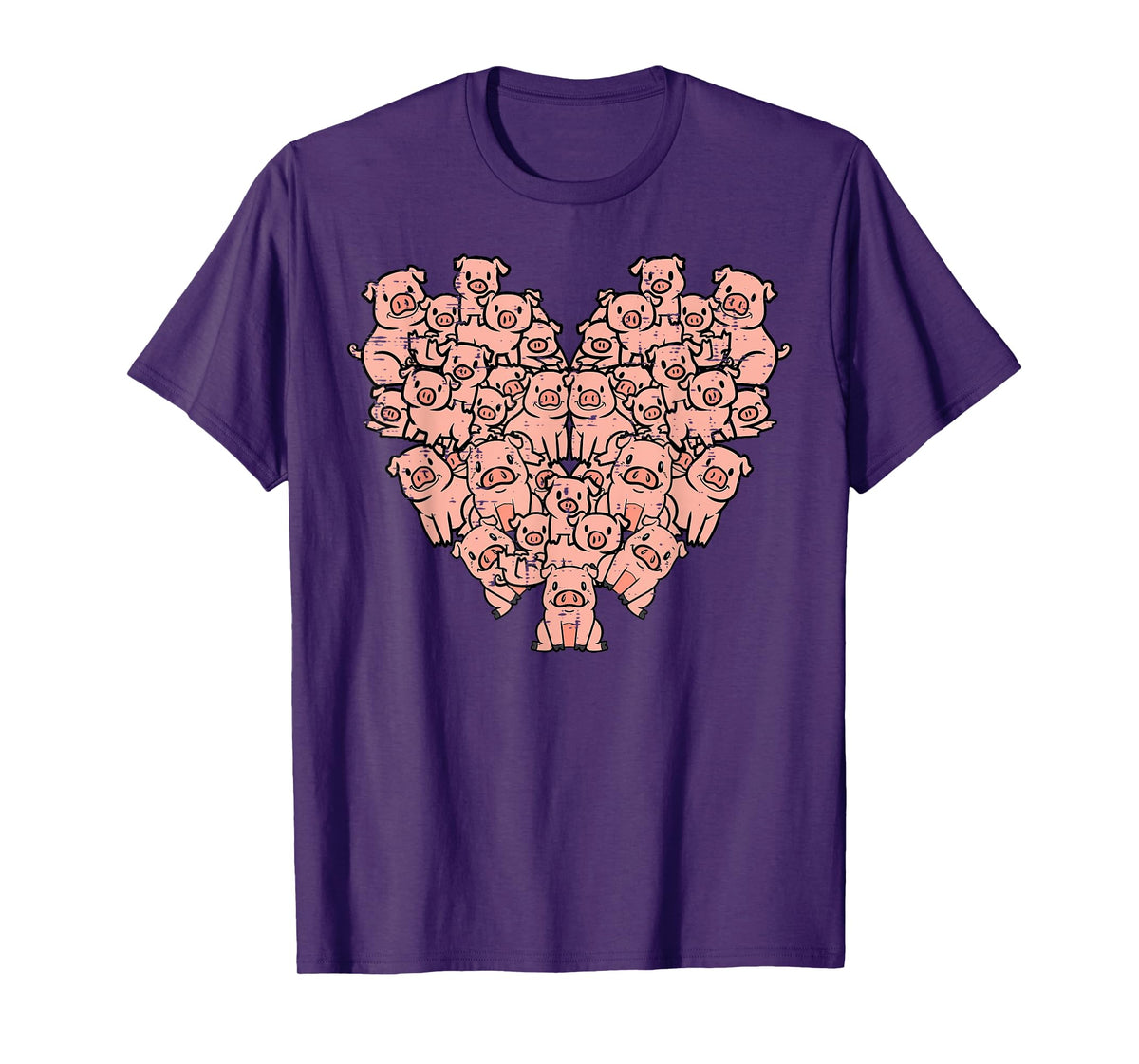 Pigs Heart Shape Cute Love Hog Swine Girls Kids Women Men T-Shirt