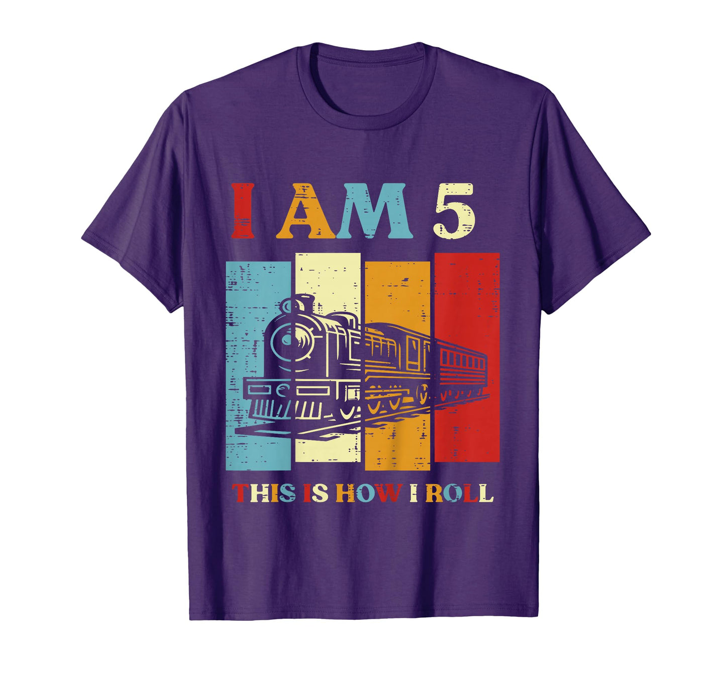 Kids I Am 5 This Is How I Roll Train 5th Bday Five Year Old Boys T-Shirt
