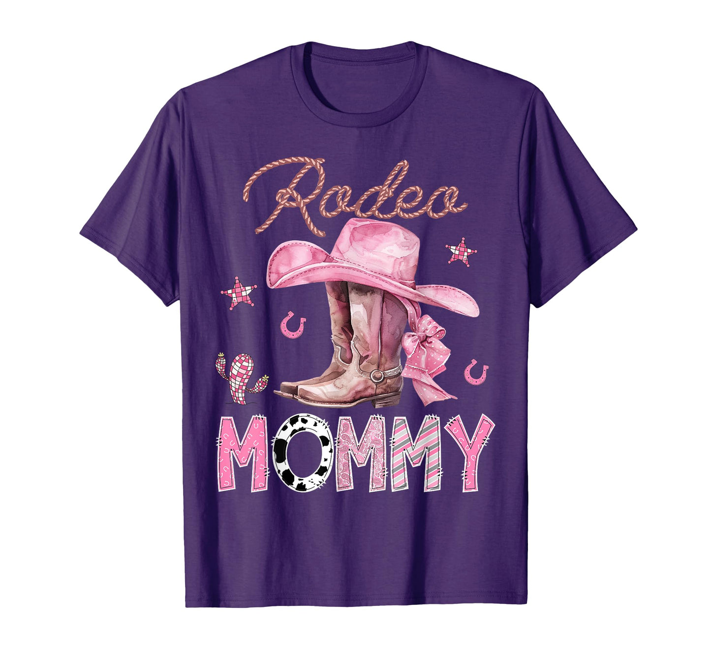 Rodeo Mommy Pink Boots Coquette CowGirl Birthday Party T-Shirt