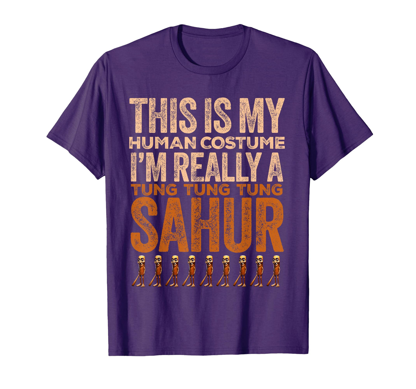 Tung Tung Tung Sahur Human Costume Funny Halloween T-Shirt