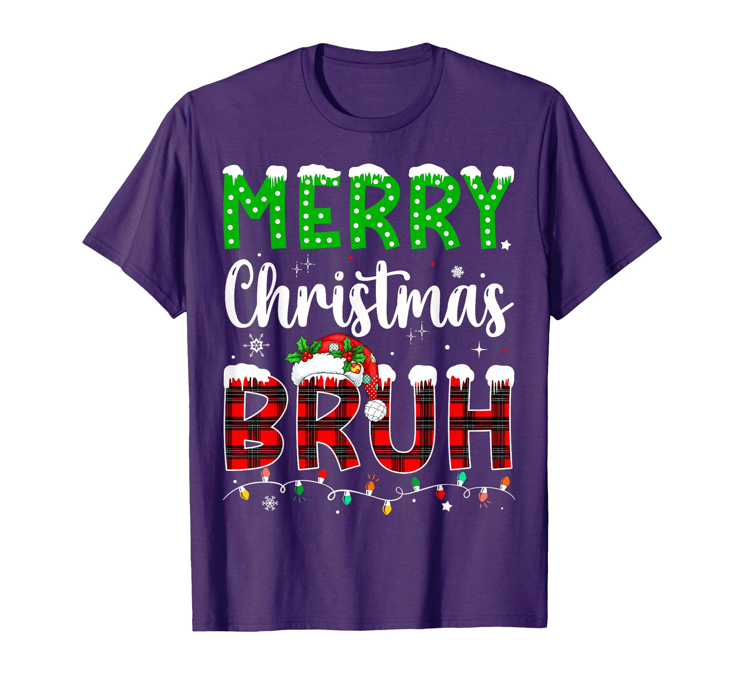 Bruh Christmas Red Plaid Teens Boys Kids Xmas Pajama T-Shirt