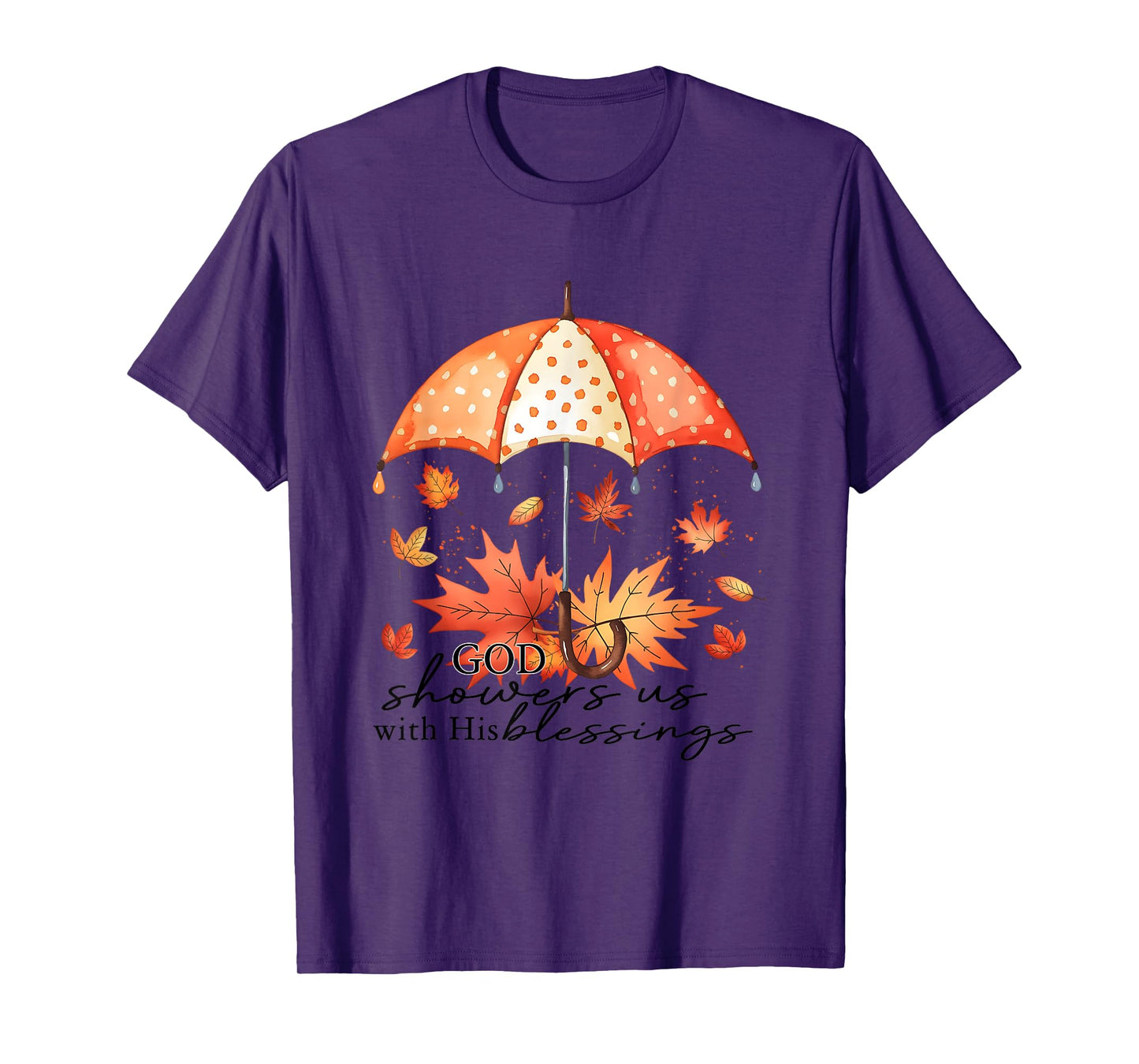 God is My Shelter Umbrella Autumn Leaves T-Shirt