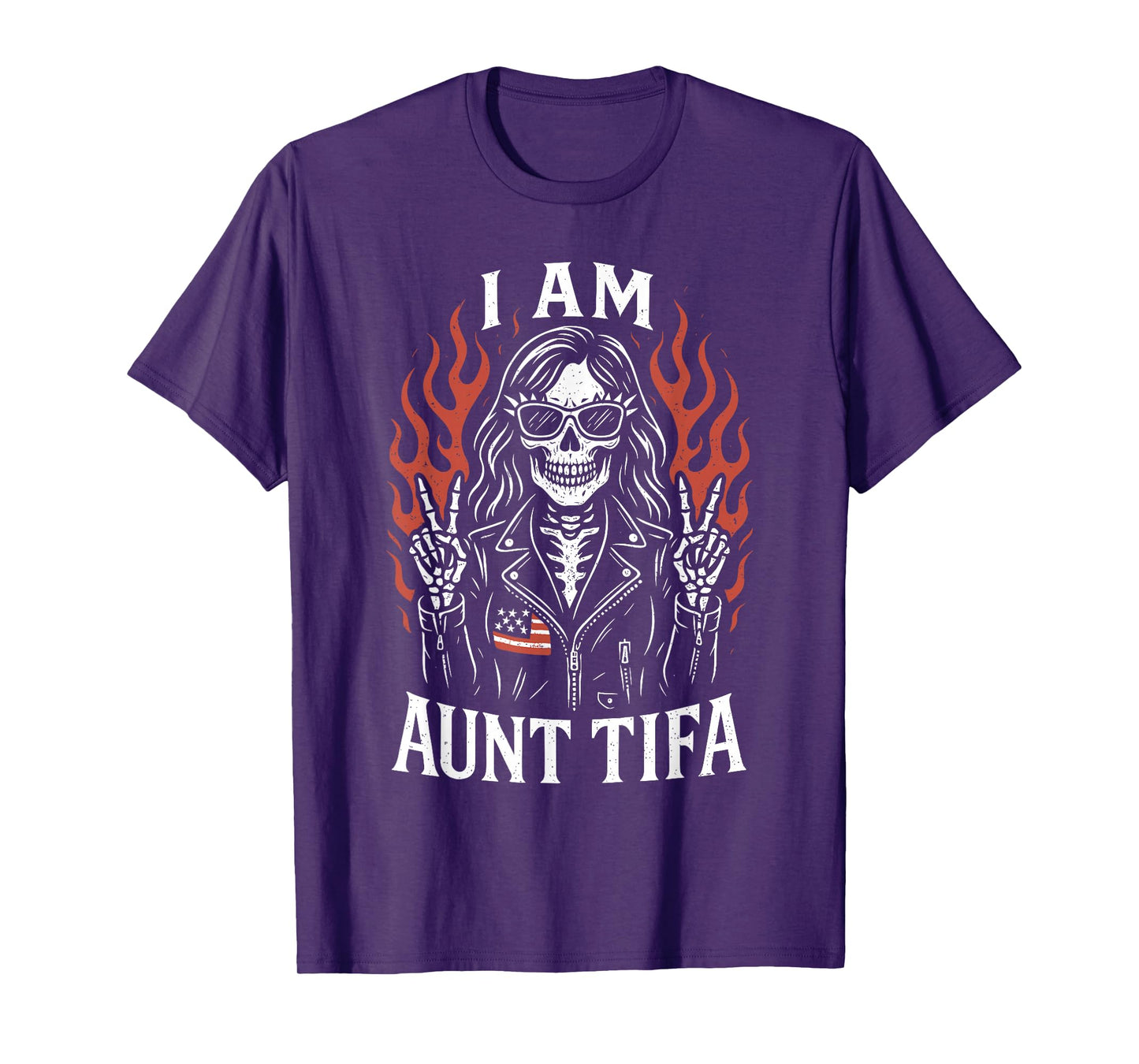 I Am Aunt Tifa Funny Skeleton Biker Aunt Tifa Design T-Shirt