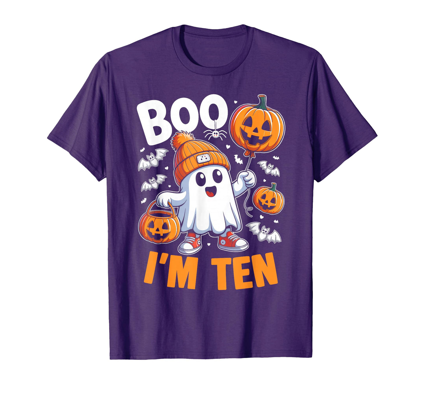 Boo I'm Ten Ghost 10th Birthday Halloween Boy Kids Groovy T-Shirt