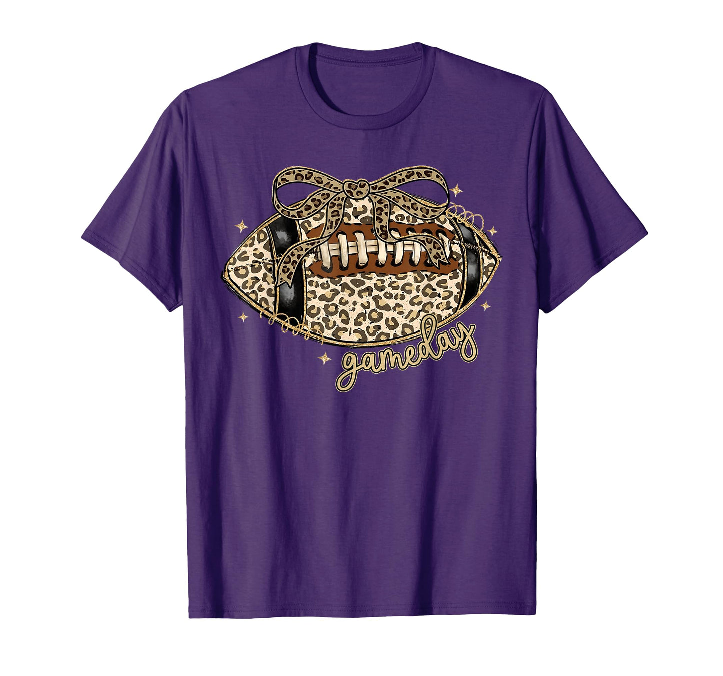 Football Game Day Womens Leopard Cheetah Game Day Football T-Shirt