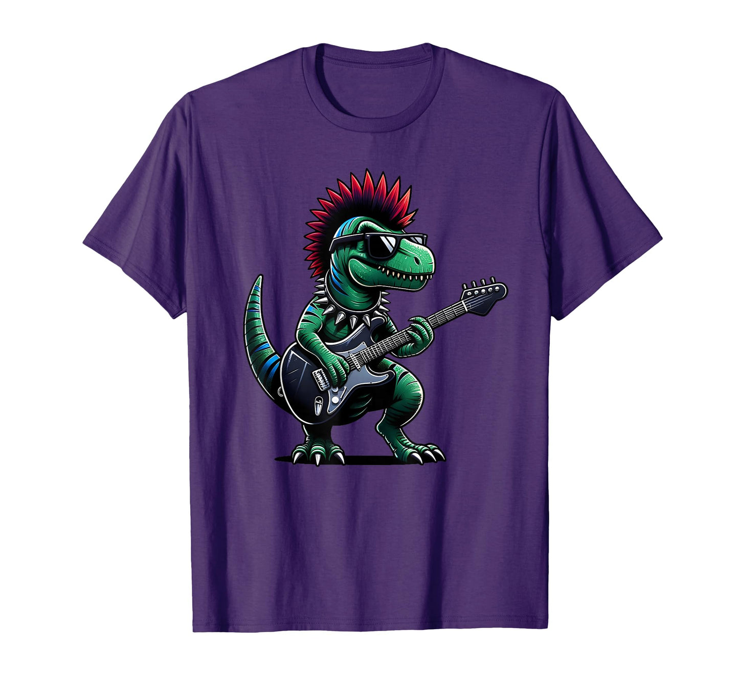 Cute Punk Dinosaur, Rock'n Roll Goth Dino, Guitar Band Funny T-Shirt