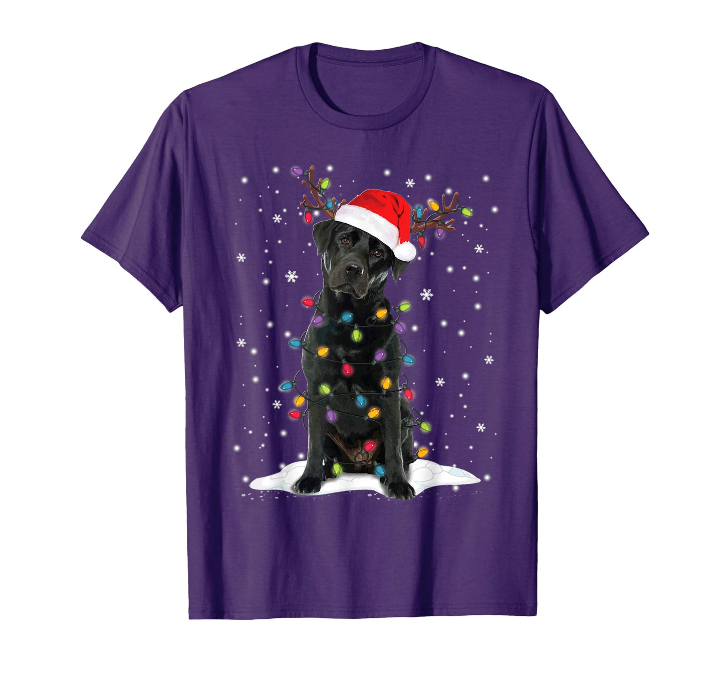 Black Lab Labrador Christmas Tree Light Pajama Dog Xmas T-Shirt
