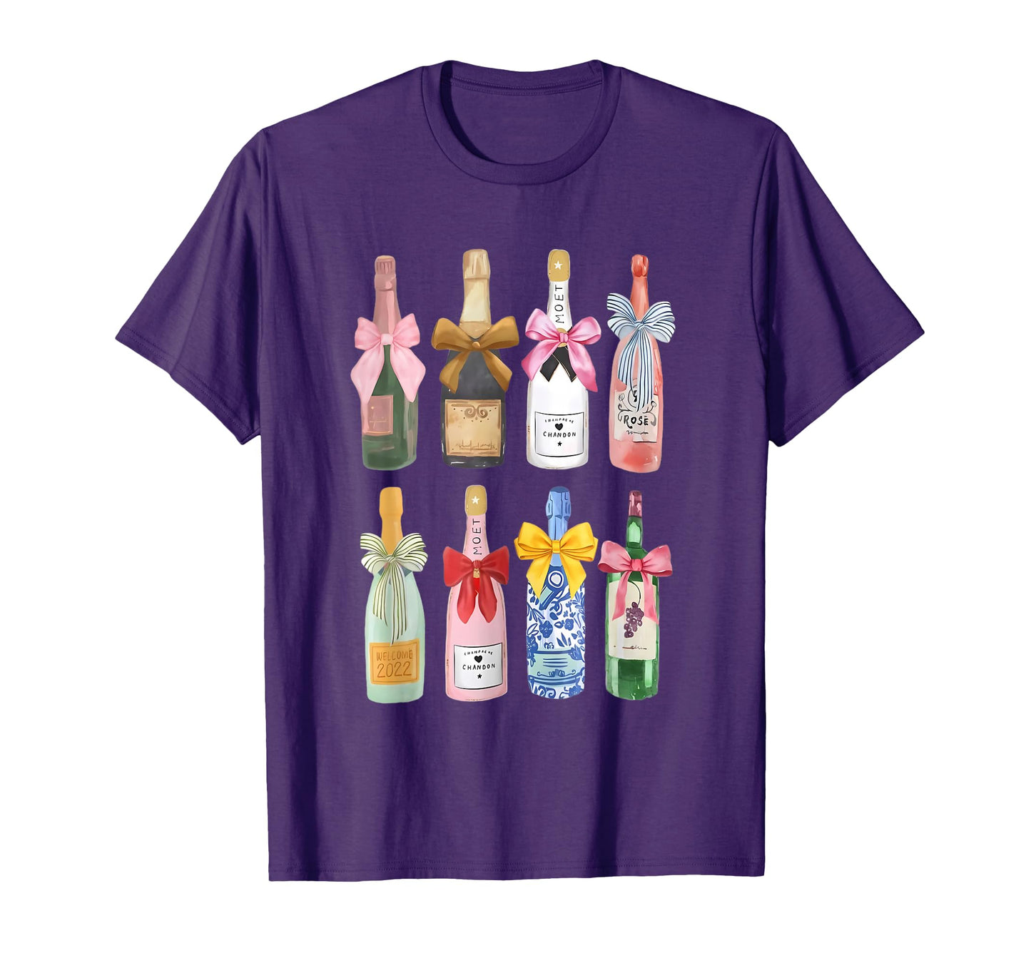 Christmas Champagne T-Shirt Cool Glass Coquette Bottle T-Shirt