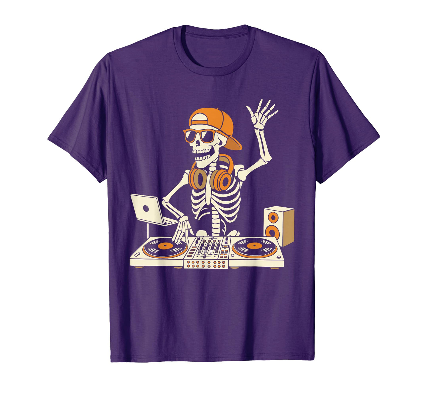 Funny Skeleton Dj Halloween Costume Music Lovers Men Boys T-Shirt