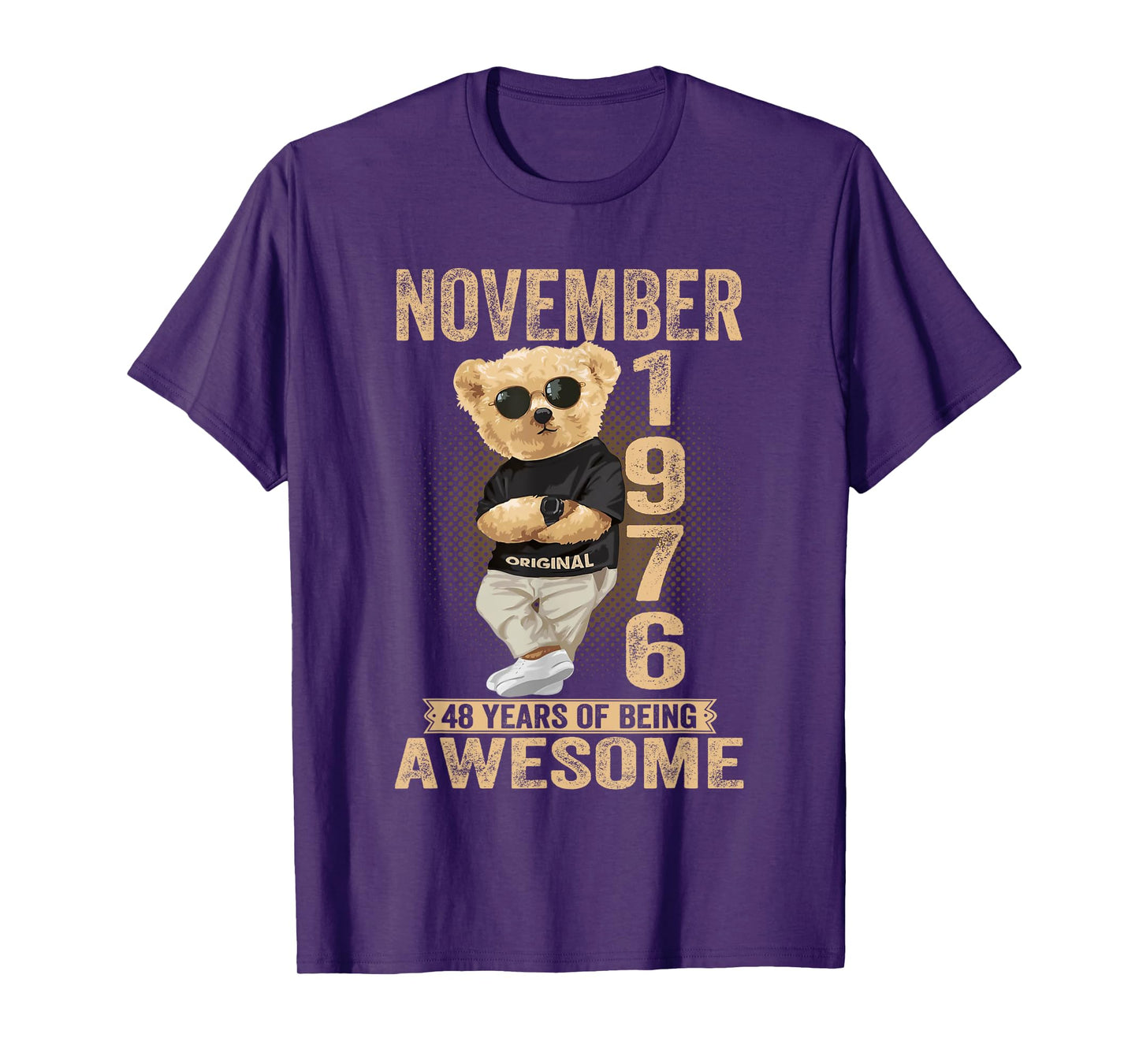 November 48th Birthday Men Women 1976 Awesome Teddy Bear T-Shirt