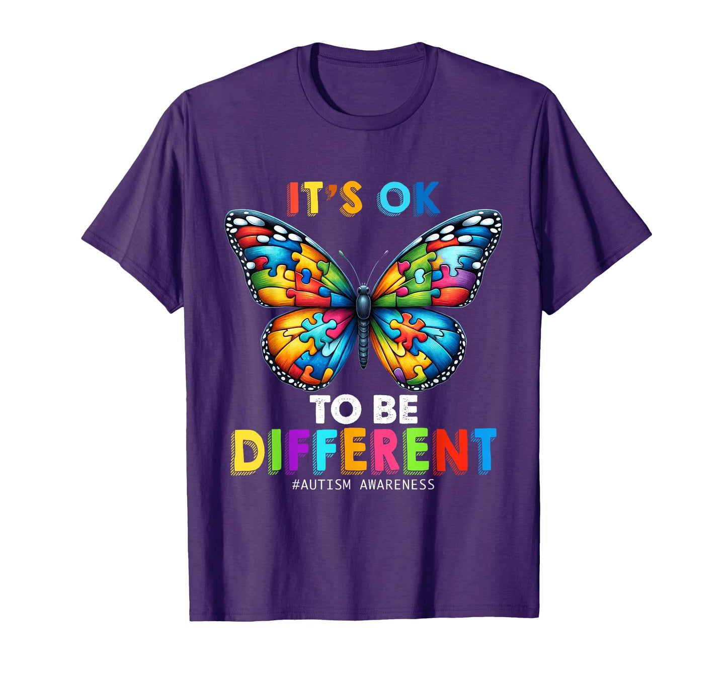 Autism Awareness Butterfly Animal Its Ok To Be Different T-Shirt