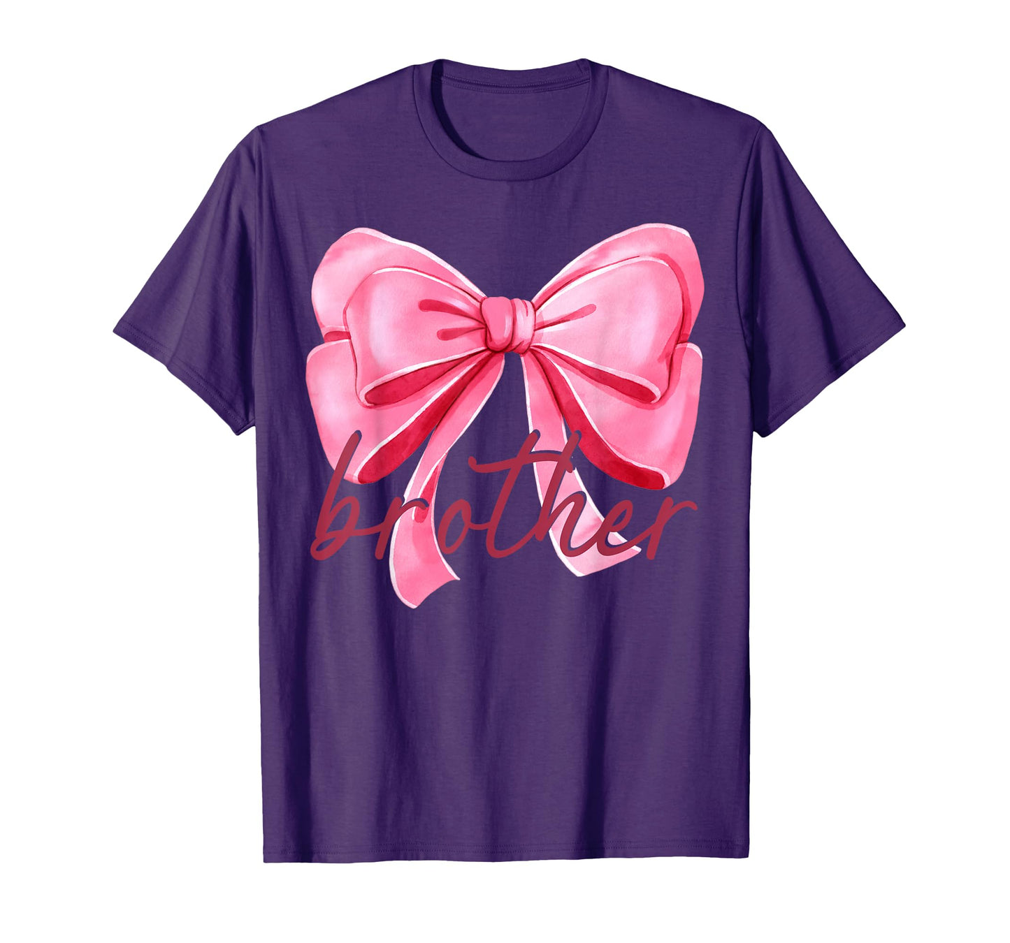 Brother Pink Bow Birthday Baby Shower Family Pink Ribbon T-Shirt